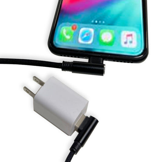 Phone charging in tight spaces requires cables with 90 degree connections