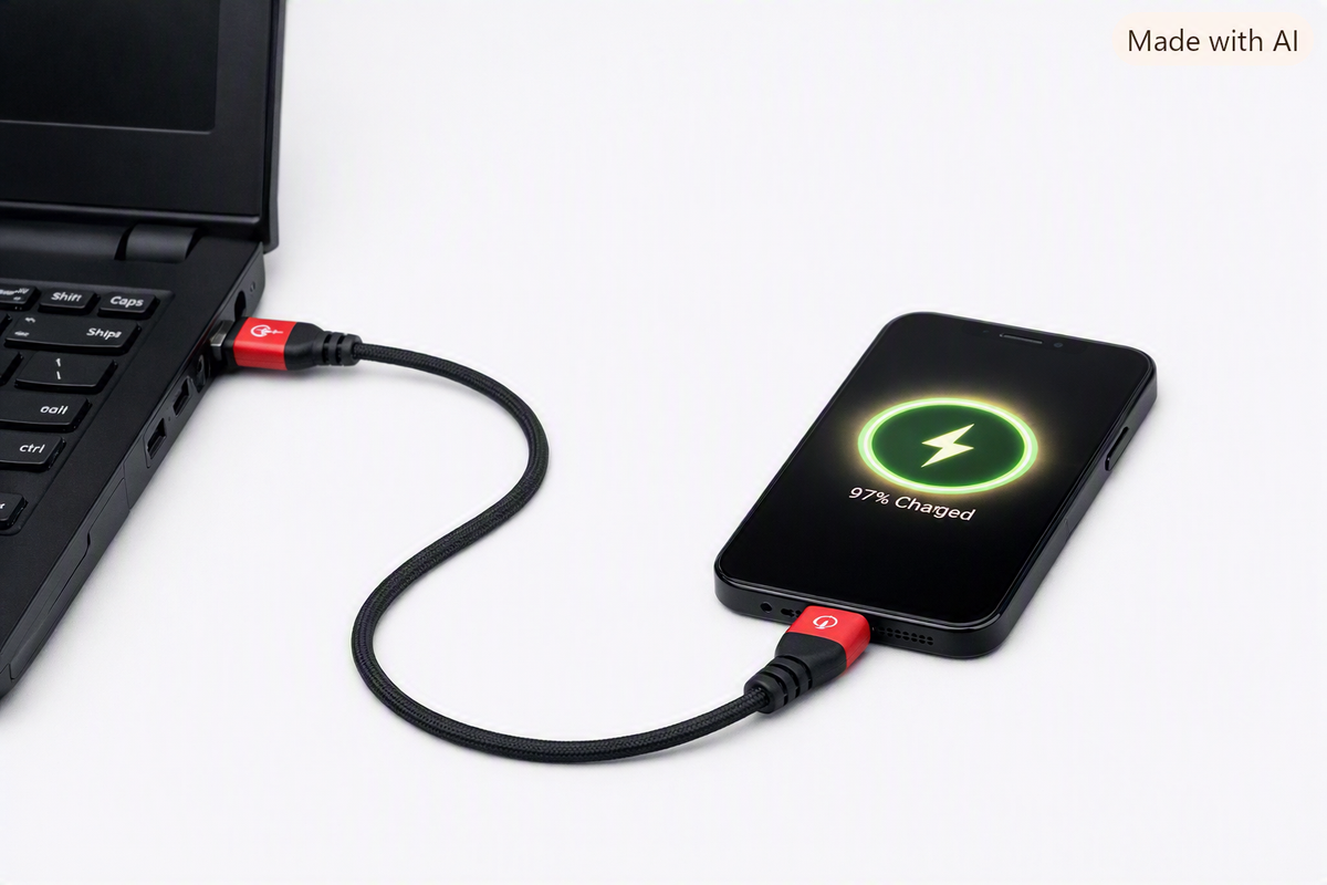 7 inch USB‑A to USB‑C Reinforced Phone Charging & Data Cable – Outdoor/Powersports Rated