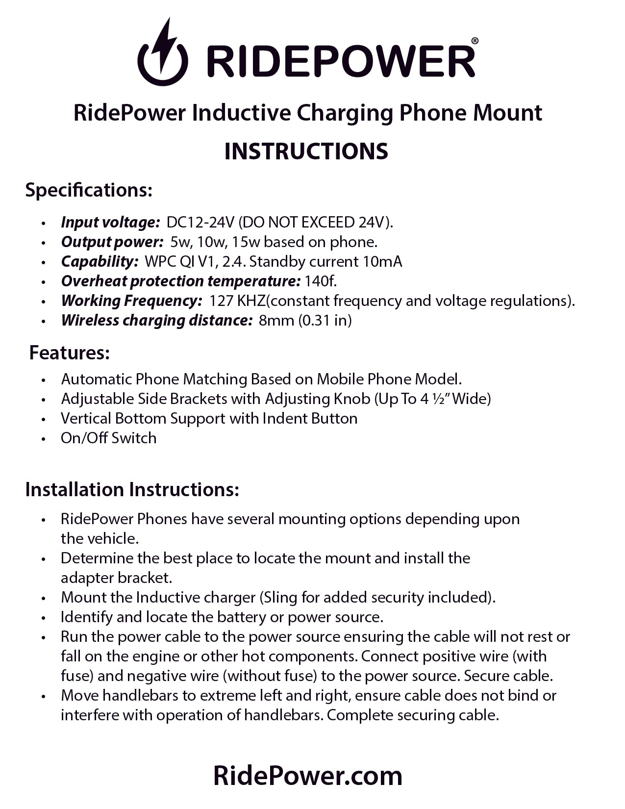 Phone mount with Inductive wireless charging with articulating ball mounting system