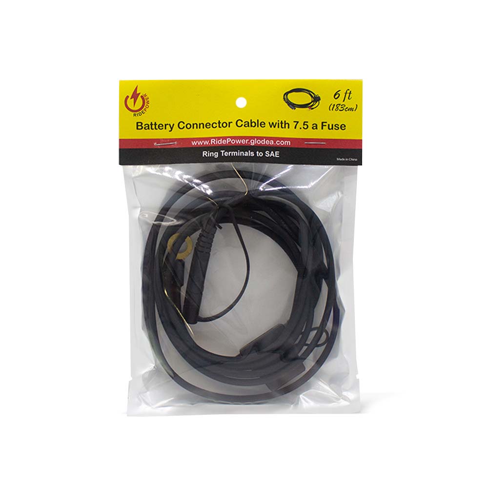 6 Foot SAE to Ring Terminal Battery Connector Cable with 7 1/2 A Fuse