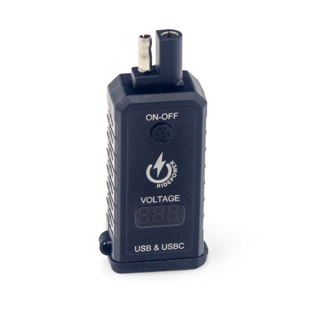 SAE to USBC & USB power Adapter with Switched on off Digital Voltage Display