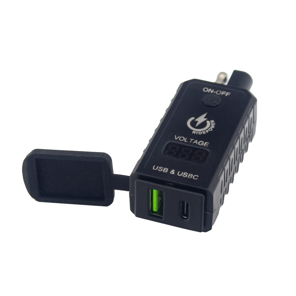 SAE to USBC & USB Port Adapter with switched on off digital voltage display 3 amp 12 volt