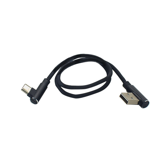 18" phone charging cables with 90 degree USB and USBC connectors