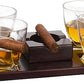 The Wine Savant Cigar Glasses Tray & Ash Tray, 4 Whiskey Cigar Glasses Slot to Hold Cigar, Whiskey Glass Gift Set, Cigar Rest, Accessory Set Gift for Dad, Men Home Office Decor Gifts, Man Cave by The Wine Savant