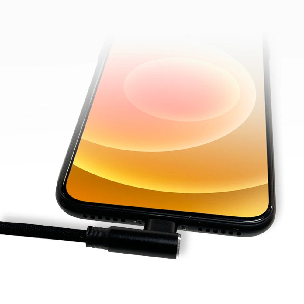 Smartphone with a 90 degree vibration‑resistant USB‑A to USB‑C cable