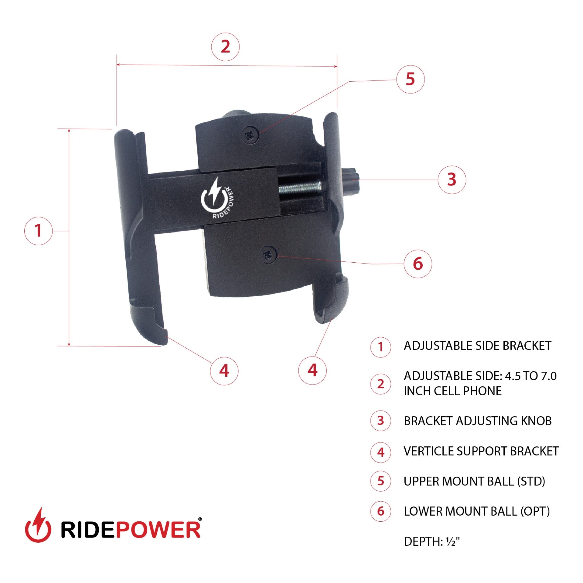 details of large metal phone mount | RidePower