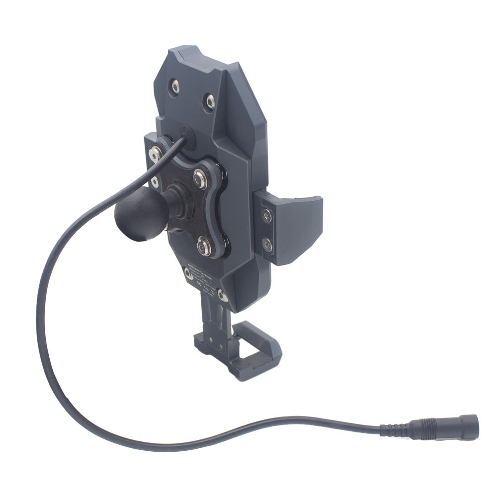 Metal Inductive Charging Phone Mount with 1 1/2" handlebar adapter, Quick Disconnect Power Cable, Vibration Damping