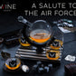 Airforce Whiskey Decanter Set with 4 Liquor Glasses Air Force Whisky Decanter & Glass Set with Wood Base & 9 Whiskey Stones - US Airforce Gifts for Men - Globe Bourbon & Scotch Gifts for Dad by The Wine Savant