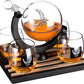 Airforce Whiskey Decanter Set with 4 Liquor Glasses Air Force Whisky Decanter & Glass Set with Wood Base & 9 Whiskey Stones - US Airforce Gifts for Men - Globe Bourbon & Scotch Gifts for Dad by The Wine Savant