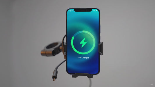 RidePower Metal Inductive Wireless Charging Phone Mount – 1.5" Handlebar Bracket, 15W Qi, Vibration‑Dampening